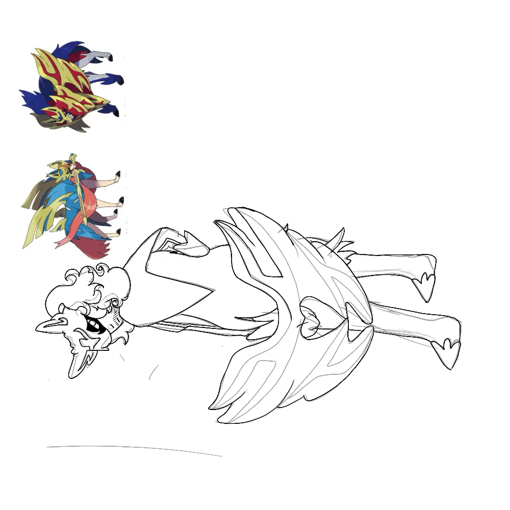 Coloriage Pokemon Ectoplasma Gigamax Zacian and Zamazenta (human au) | Pokémon Amino